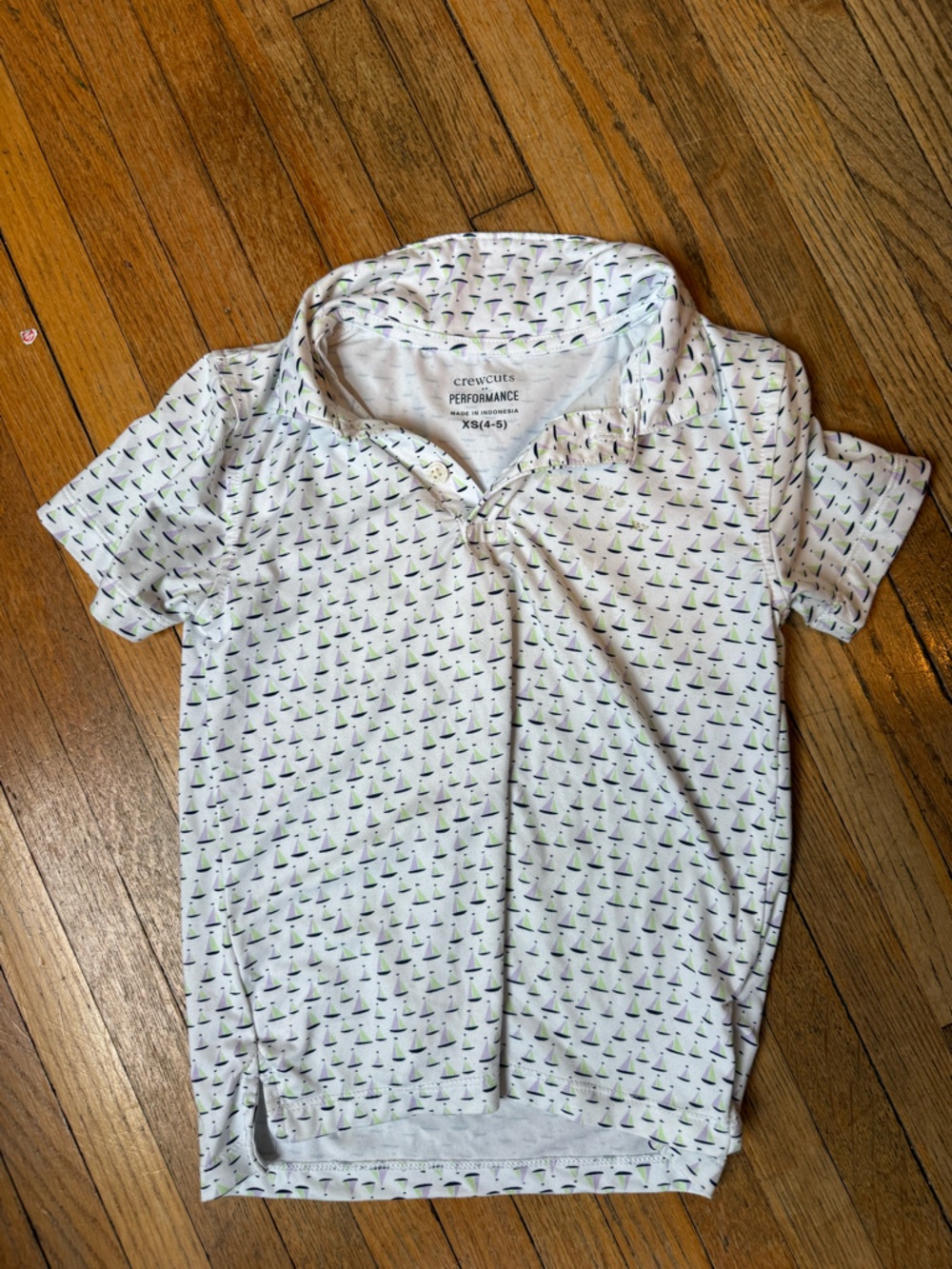 Lightweight White Performance Polo with Navy & Lime Micro Print